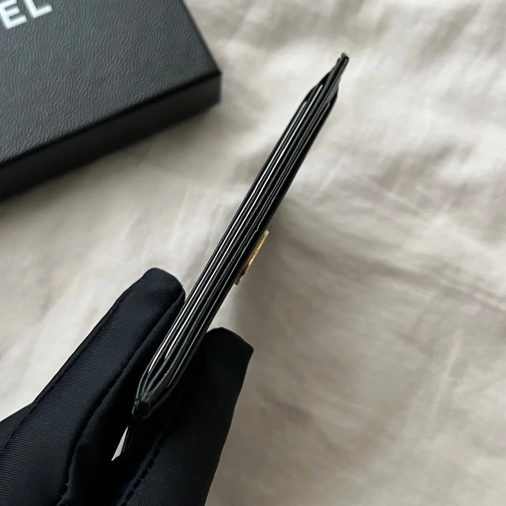 Auth Chanel Black Vintage Classic CC Logo Flat Card Holder - Good condition - Picture 3 of 10
